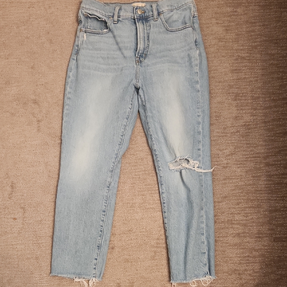 Madewell Light Blue Cropped Distressed Jeans
